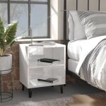 Lot de 2 tables de chevet - bout de canap� armoires de rangement pieds en m�tal blanc brillant 40x30x50cm ...
