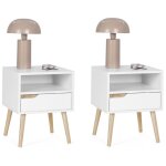 Lot de 2 tables de chevet helsinki scandinaves 1 tiroir avec niche blanc Lot de 2 tables de chevet helsinki scandinaves 1 tiroir avec niche blanc