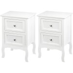 Lot de 2 table de chevet en mdf woltu design rétro et classique, avec 2 tiroirs, blanc Lot de 2 table de chevet en mdf woltu design rétro et classique, avec 2 tiroirs, blanc