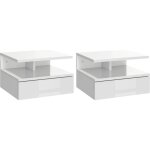 Lot de 2 tables de chevet murales - homcom - tiroir coulissant, niche, plateau - 35 x 32 x 22, 5 cm - ...