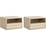 Homcom - lot de 2 tables de chevet murales - lot de 2 tables de nuit - tiroir coulissant, niche, plateau ...
