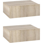 Lot de 2 tables de chevet murales - lot de 2 tables de nuit - tiroir coulissant, plateau - panneaux particules ...