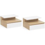 Lot de 2 tables de chevet murales tomi 1 tiroir + 1 tablette étagère suspendue + 1 tablette façon hêtre ... Lot de 2 tables de chevet murales tomi 1 tiroir + 1 tablette étagère suspendue + 1 tablette façon hêtre ...