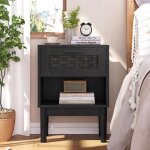 Lot de 2 tables de chevet avec tiroir en rotin et niche, bout de canap� table d'appoint 40x30x55cm pour ...