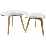 The home deco factory - lot de 2 tables gigognes galet en verre et bois