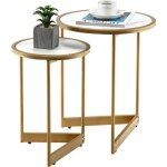 Costway - lot de 2 tables gigognes rondes, tables basses modernes de 40 cm et 30 cm avec dessus de table ... Costway - lot de 2 tables gigognes rondes, tables basses modernes de 40 cm et 30 cm avec dessus de table ...