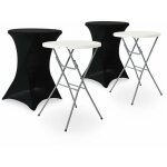 Lot de 2 tables hautes de r�ception ? gala ? mange debout. pliables. �80cm x 110cm + 2 housses en polyester. ...
