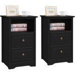 Yaheetech - lot de 2 tables de nuit avec deux tiroirs pour chambre � coucher, commode pour lit noir 40 ...