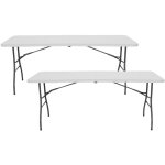 7h seven house - lot 2 tables pliantes 240cm rectangulaire blanc traiteur 7house