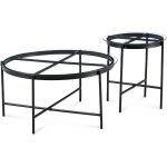 Deco in paris - lot de 2 tables rondes basses en verre et m�tal marzio