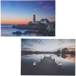 Dcoshop26 - lot de 2 tableaux led tableau lumineux sur toile tableau mural 40x60cm, minuteur phare 040000453 ...