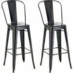 Clp - lot de 2 tabourets de bar aiden en m�tal noir
