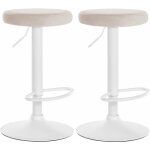D�coshop26 - lot de 2 tabourets de bar avec assise en tissu velours cr�me et cadre m�tal blanc tdb10698 ...