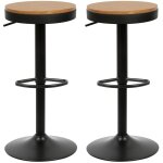 Lot de 2 tabouret de bar en bois r�glable en hauteur r�glable tabouret de bar simple chaise de bar vintage ...