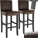 Lot de 2 tabourets bar bois simili cuir avec dossier marron