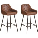 Lot de 2 tabourets de bar bruns avec dossier, accoudoir et repose - pieds, chaises de salle � manger, ...