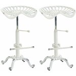 Clp - lot de 2 tabourets de bar butch au style industriel blanc antique