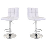 Hobag ? lot de 2 tabourets de bar blanc ? assise r�glable 60 - 80cm ? pied en acier ? dimensions 47x36x93 ...