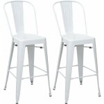 Dcoshop26 - lot de 2 tabourets de bar chaises de comptoir avec dossier design industriel en mtal blanc ...