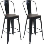 Décoshop26 - lot de 2 tabourets de bar chaises de comptoir avec dossier siège en bois design industriel ... Décoshop26 - lot de 2 tabourets de bar chaises de comptoir avec dossier siège en bois design industriel ...