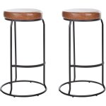 Lot de 2 tabourets de bar chaise d'ilot de cuisine en cuir pu marron milroy