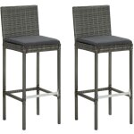 Maison chic - lot de 2 tabourets de bar chaises de bar de jardin et coussins gris rsine tresse 88717 ...