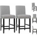 Lot de 2 tabouret de bar, chaise de salle à manger avec dossier & siège rembourrés, pieds en bois d'hévéa ... Lot de 2 tabouret de bar, chaise de salle à manger avec dossier & siège rembourrés, pieds en bois d'hévéa ...