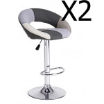 Pegane - lot de 2 tabourets de bar coloris gris - l 55 x p 50 x h 80 / 100 cm