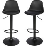 Lot de 2 tabourets de bar tabouret comptoir r�glable en hauteur coussin souple en pu rotatif � 360� pour ...