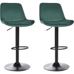 Beliani - lot de 2 tabourets de bar cuisine pivotante � hauteur ajustable en velours vert �meraude dubrovnik ...