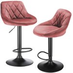 Lot de 2 tabouret de bar tabouret de cuisine tabouret de bar en velours, rose chaise bar cuisine, rglable ...