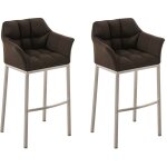 Clp - lot 2 tabourets de bar damaso en tissu avec support à 4 pieds marron acier inoxydable Clp - lot 2 tabourets de bar damaso en tissu avec support à 4 pieds marron acier inoxydable