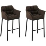 Clp - lot 2 tabourets de bar damaso en tissu avec support à 4 pieds marron noir Clp - lot 2 tabourets de bar damaso en tissu avec support à 4 pieds marron noir