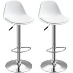 Homcom - lot de 2 tabourets de bar design - chaises hautes cuisine rglables pivotantes - acier chrom ...