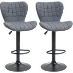Lot de 2 tabourets de bar design dossier incurv� capitonn� hauteur d'assise r�glable 61 - 81 cm pivotant ...