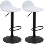 Lot de 2 tabourets de bar design lana v2 similicuir blanc noir
