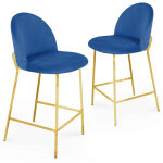 Lot de 2 tabourets de bar design en velours bleu arabel Lot de 2 tabourets de bar design en velours bleu arabel