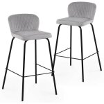 Deco in paris - lot de 2 tabourets de bar design en velours gris bosco Deco in paris - lot de 2 tabourets de bar design en velours gris bosco