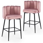 Lot de 2 tabourets de bar design en velours rose debby Lot de 2 tabourets de bar design en velours rose debby