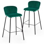 Lot de 2 tabourets de bar design en velours vert bosco Lot de 2 tabourets de bar design en velours vert bosco