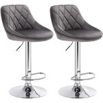 Woltu - lot de 2 tabouret de bar avec dossier et repose - pied, hauteur rglable, sige en velours, gris ...