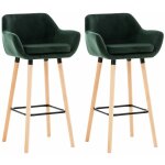 Clp ? lot de 2 tabourets de bar en velours vert ? hauteur d'assise 79 cm ? design nordique avec dossier ...