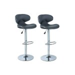 Lot de 2 tabouret de bar gris, chaise de bar, r�glable en hauteur 85 cm - 105 cm
