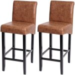 Hhg - lot de 2 tabourets de bar 717, similicuir, aspect daim marron, pieds fonc�s