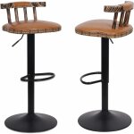 Unho - lot de 2 tabouret de bar industriel chaise de bar haute rglable cuisine en cuir pu tabouret haut ...