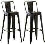 Lot de 2 tabourets de bar industriel en mtal avec repose - pied couleur noir tdb10141