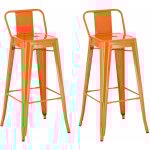 Décoshop26 - lot de 2 tabourets de bar industriel en métal avec repose - pied couleur orange tdb10142 ... Décoshop26 - lot de 2 tabourets de bar industriel en métal avec repose - pied couleur orange tdb10142 ...