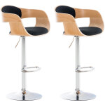 Clp - lot de 2 tabourets de bar kingston en tissu avec pitement en mtal aspect chrom nature / noir ...