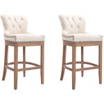 Lot de 2 tabourets de bar lakewood en tissu cr�me antique clair