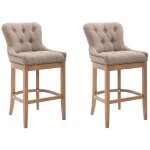 Lot de 2 tabourets de bar lakewood en tissu taupe antique clair
